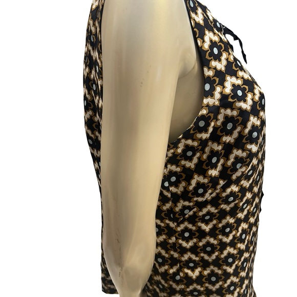 Milly Black and Gold Patterned Sleeveless Blouse - Picture 5 of 11